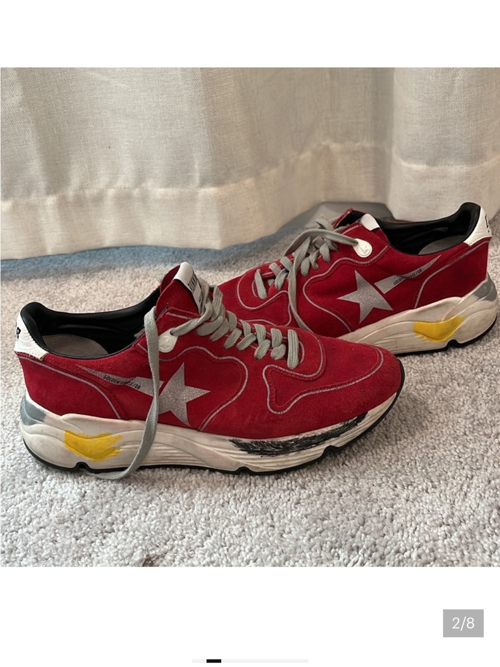 Golden GooseRunning-Red Athletic Sneakers with Gray Laces - Picture 2 of 5